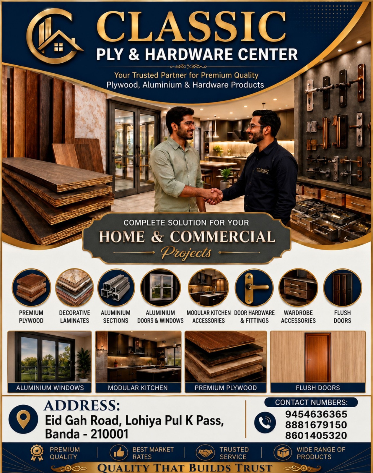 Premium plywood and hardware products at Classic Ply Hardware Store Banda Uttar Pradesh